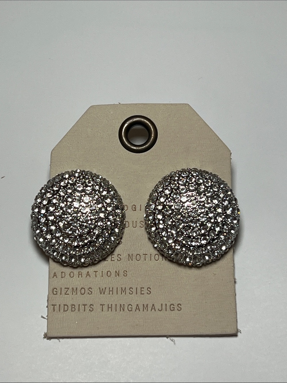 Anthropologie Silver Crystal Dome Stud Earrings